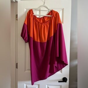 Women’s one shoulder dress.